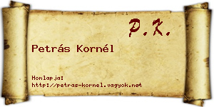 Petrás Kornél névjegykártya
